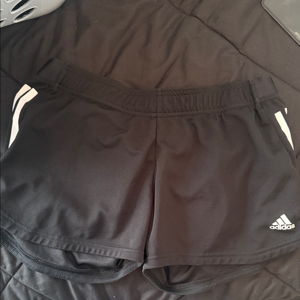 Adidas Women's Athletic Shorts in Black with White Stripes